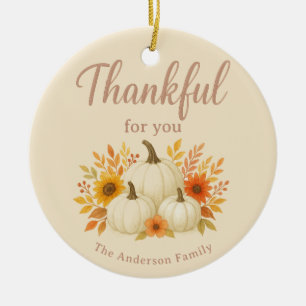 Herfst Pompoenen & Zonnebloemen   Elegante Thanksg Keramisch Ornament