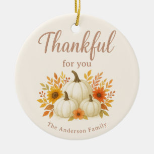 Herfst Pompoenen & Zonnebloemen   Elegante Thanksg Keramisch Ornament