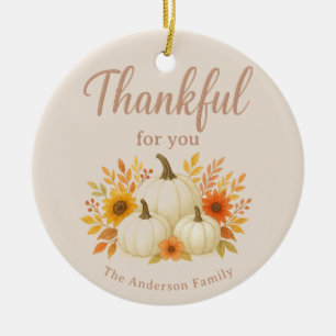 Herfst Pompoenen & Zonnebloemen Elegante Thanksg Keramisch Ornament