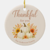 Herfst Pompoenen & Zonnebloemen | Elegante Thanksg Keramisch Ornament (Achterkant)