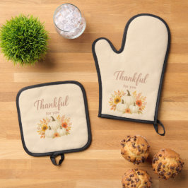 Herfst Pompoenen & Zonnebloemen | Elegante Thanksg Ovenwant & Pannenlap Set