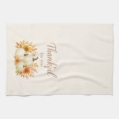 Herfst Pompoenen & Zonnebloemen | Elegante Thanksg Theedoek (Horizontaal)