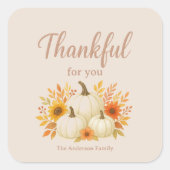 Herfst Pompoenen & Zonnebloemen | Elegante Thanksg Vierkante Sticker (Voorkant)