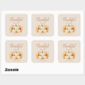 Herfst Pompoenen & Zonnebloemen | Elegante Thanksg Vierkante Sticker (Vel)