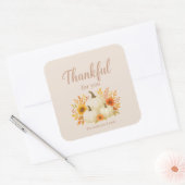 Herfst Pompoenen & Zonnebloemen | Elegante Thanksg Vierkante Sticker (Envelop)