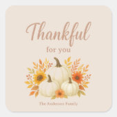 Herfst Pompoenen & Zonnebloemen | Elegante Thanksg Vierkante Sticker (Voorkant)