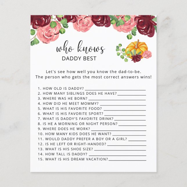 Herfst pompoenfloral die DADDY het beste kent (Voorkant)