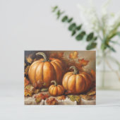 Herfst pompoenoogst, herfstbladeren feestdagenkaart (Staand voorkant)