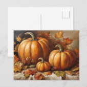 Herfst pompoenoogst, herfstbladeren feestdagenkaart (Voorkant / Achterkant)
