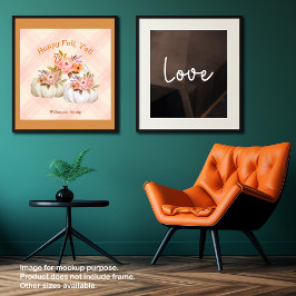 Herfst Pompoenoogst Roze Thanksgiving Aanpassen Perfect Poster