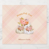 Herfst Pompoenoogst Roze Thanksgiving Aanpassen Sparkling Wijnetiket (Enkel label)