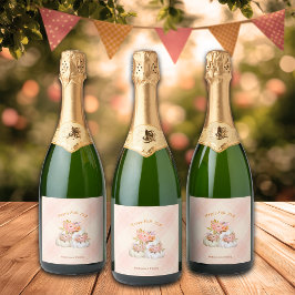 Herfst Pompoenoogst Roze Thanksgiving Aanpassen Sparkling Wijnetiket