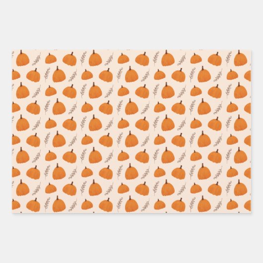 Herfst pompoenpatroon Oranje papierpakbladen Inpakpapier Vel (Voorkant 3)