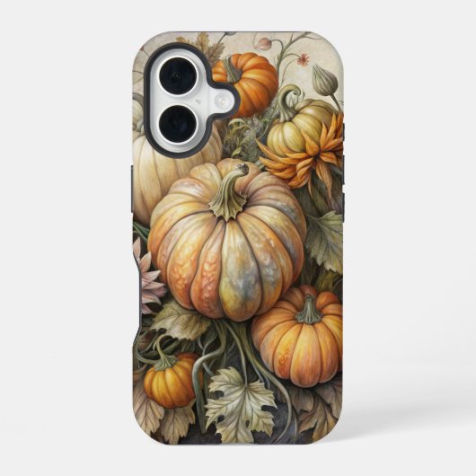 HERFST POMPOENSCENE MET BLOEMEN iPhone 16 HOESJE (Achterkant)
