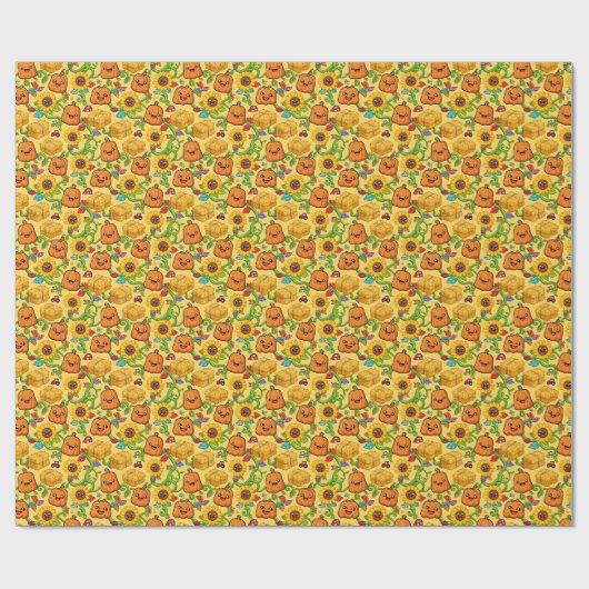 Herfst Pompoenveld Cadeaupapier (Vlak)