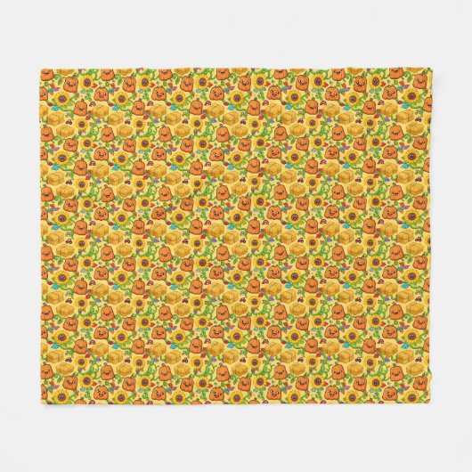 Herfst Pompoenveld Fleece Deken (Voorkant (Horizontaal))