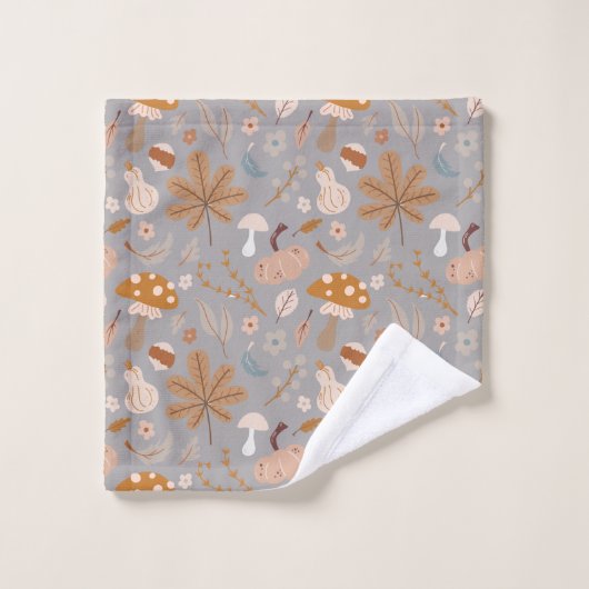 Herfst pompoenveld met valkleppen en paddenstoelen bad handdoek (Wasdoekje)