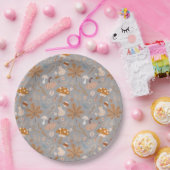 Herfst pompoenveld met valkleppen en paddenstoelen papieren bordje (Feest)