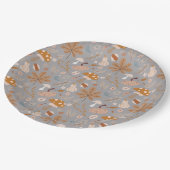 Herfst pompoenveld met valkleppen en paddenstoelen papieren bordje (Gekanteld)