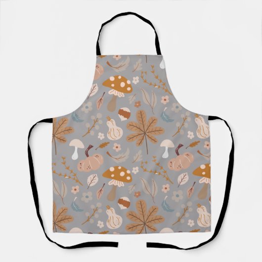 Herfst pompoenveld met valkleppen en paddenstoelen schort (Voorkant)