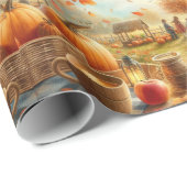 Herfst Pompoenveld Oranje Bladeren Cadeaupapier (Rol Hoek)