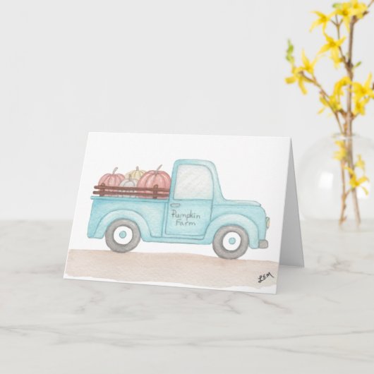 Herfst pompoenwagen kaart (Gele Bloem)