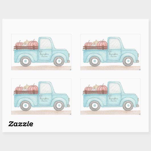 Herfst pompoenwagen rechthoekige sticker (Vel)