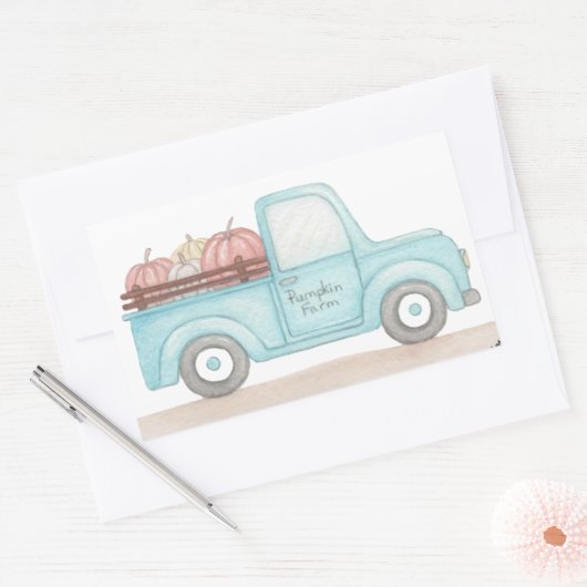 Herfst pompoenwagen rechthoekige sticker (Envelop)