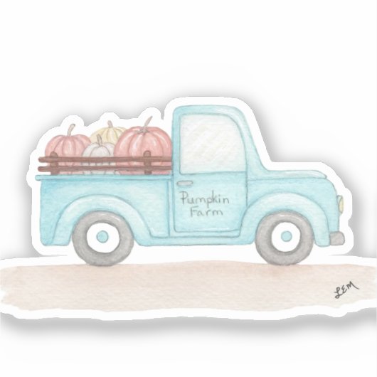 Herfst pompoenwagen sticker (Voorkant)