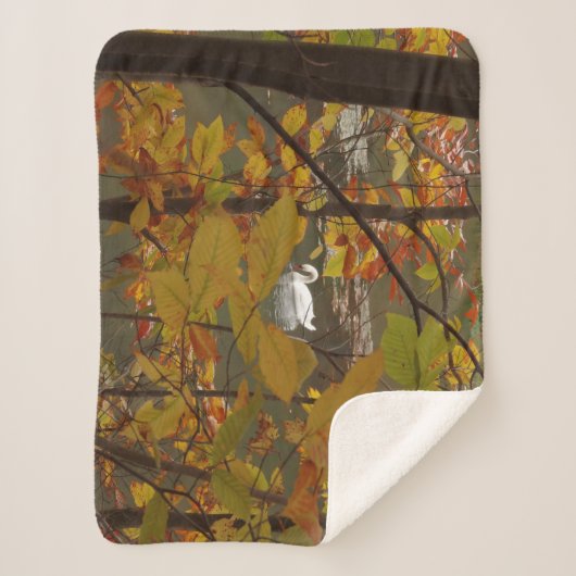 Herfst Pond met Zwan Sherpa Deken (Voorkant)