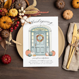 Herfst Porch voor Thanksgiving vooraan Kaart
