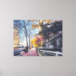 Herfst Portland Cityscape met kleurrijke bomen Canvas Afdruk