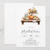 Herfst Potluck Dinner Invitation, Thanksgiving Kaart (Voorkant / Achterkant)