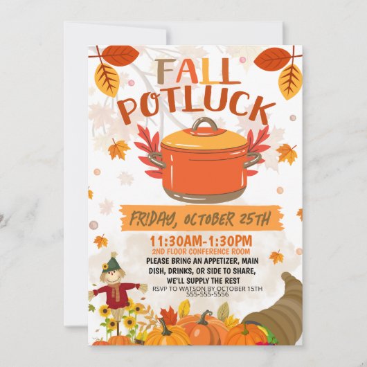 Herfst Potluck Invitation, Uitnodiging herfstlunch (Voorkant)