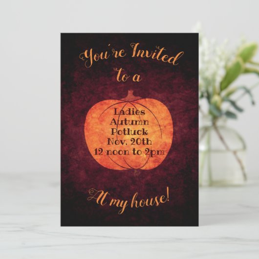 Herfst potluck lunchparty kaart (Staand voorkant)