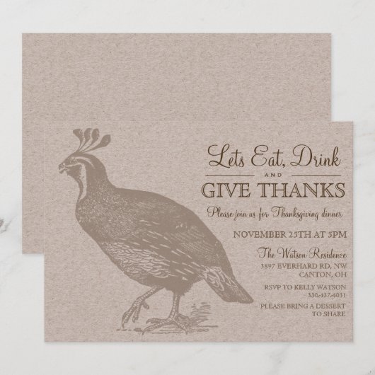Herfst Potluck Thanksgiving Uitnodiging (Voorkant / Achterkant)