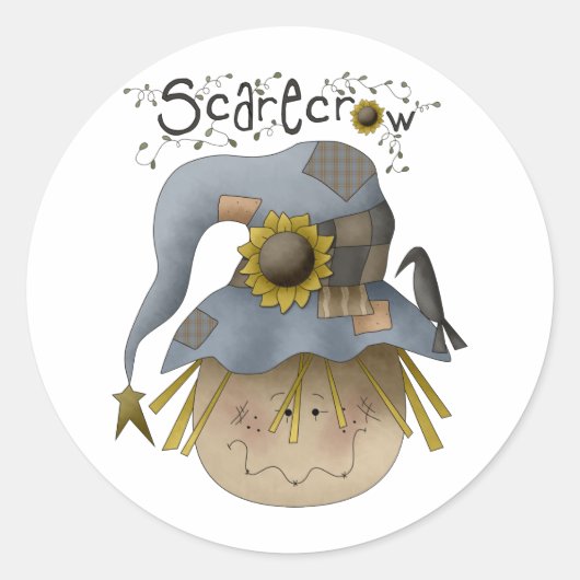 Herfst Primsies · vogelverschrikker Ronde Sticker (Voorkant)