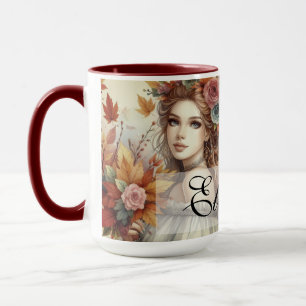 Herfst prinses met herfstbladeren Mok