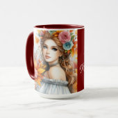 Herfst prinses met herfstbladeren Mok (Voorkant links)