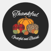 Herfst Pset Leopard Pumpkin Autumn Thanksgiving Bl Ronde Sticker (Voorkant)