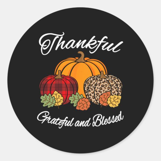 Herfst Pset Leopard Pumpkin Autumn Thanksgiving Bl Ronde Sticker (Voorkant)