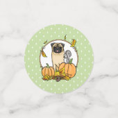 Herfst Pug Dog (fawn) pompoenen luiers Confetti (Kleine voorkant)