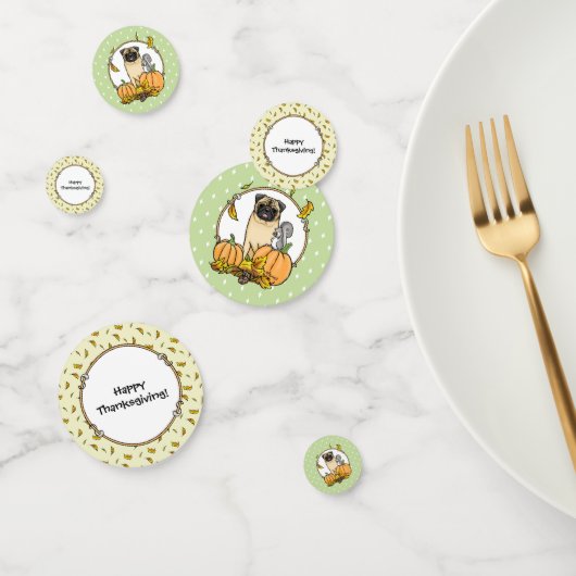 Herfst Pug Dog (fawn) pompoenen luiers Confetti (Groep)