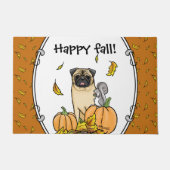 Herfst Pug Dog (fawn) pompoenen luiers Deurmat (Voorkant)