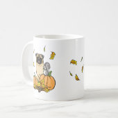 Herfst Pug Dog (fawn) pompoenen luiers Koffiemok (Voorkant links)