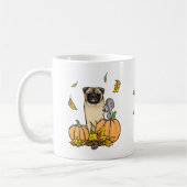 Herfst Pug Dog (fawn) pompoenen luiers Koffiemok (Links)