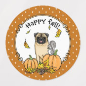 Herfst Pug Dog (fawn) pompoenen luiers Labels (Design 1)