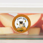 Herfst Pug Dog (fawn) pompoenen luiers Labels (Aangebracht)