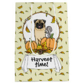 Herfst Pug Dog (fawn) pompoenen luiers Medium Cadeauzakje (Achterkant)