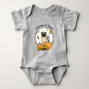 Herfst Pug Dog (fawn) pompoenen luiers Romper